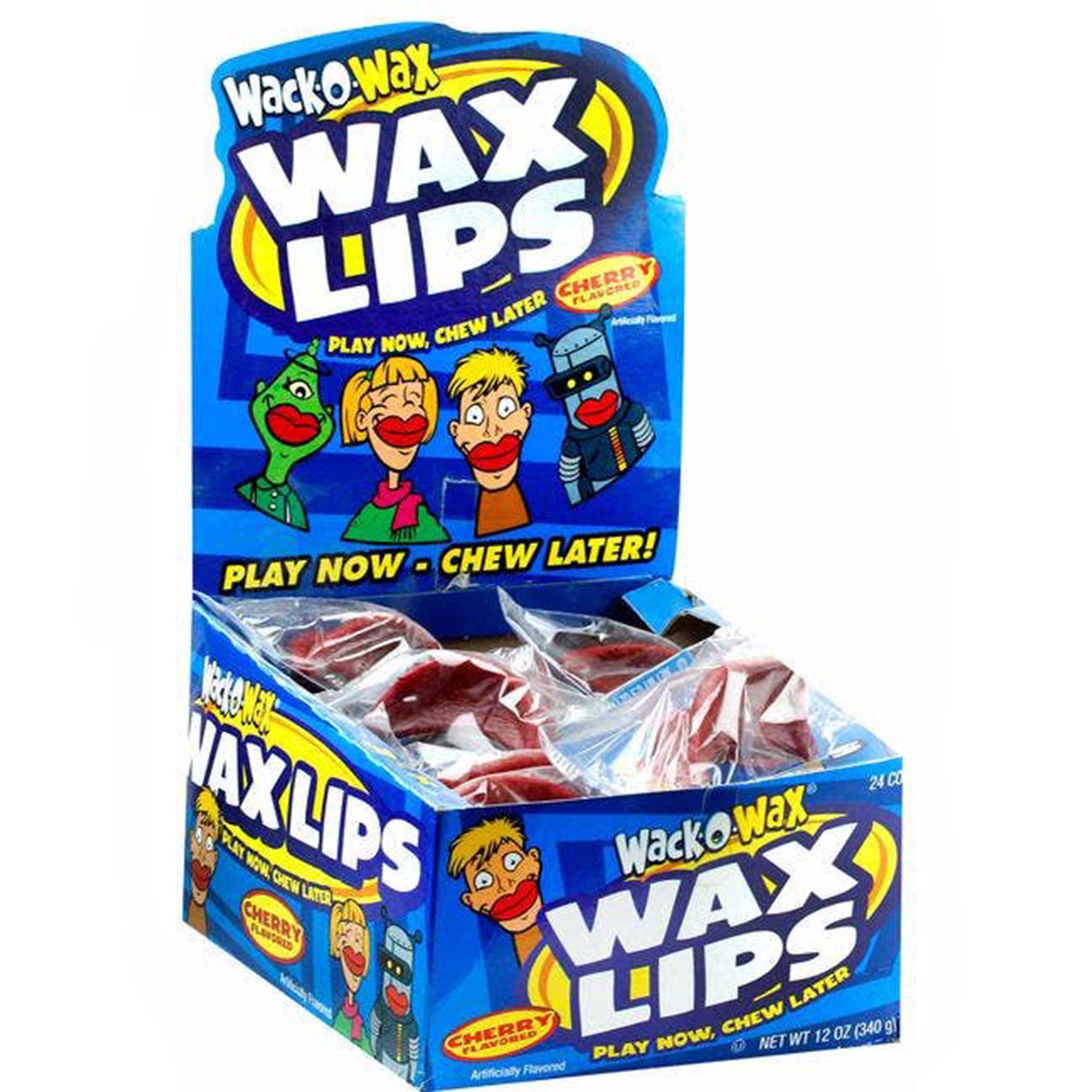 Wax Lips, Cherry Flavor Candy, 24 Count