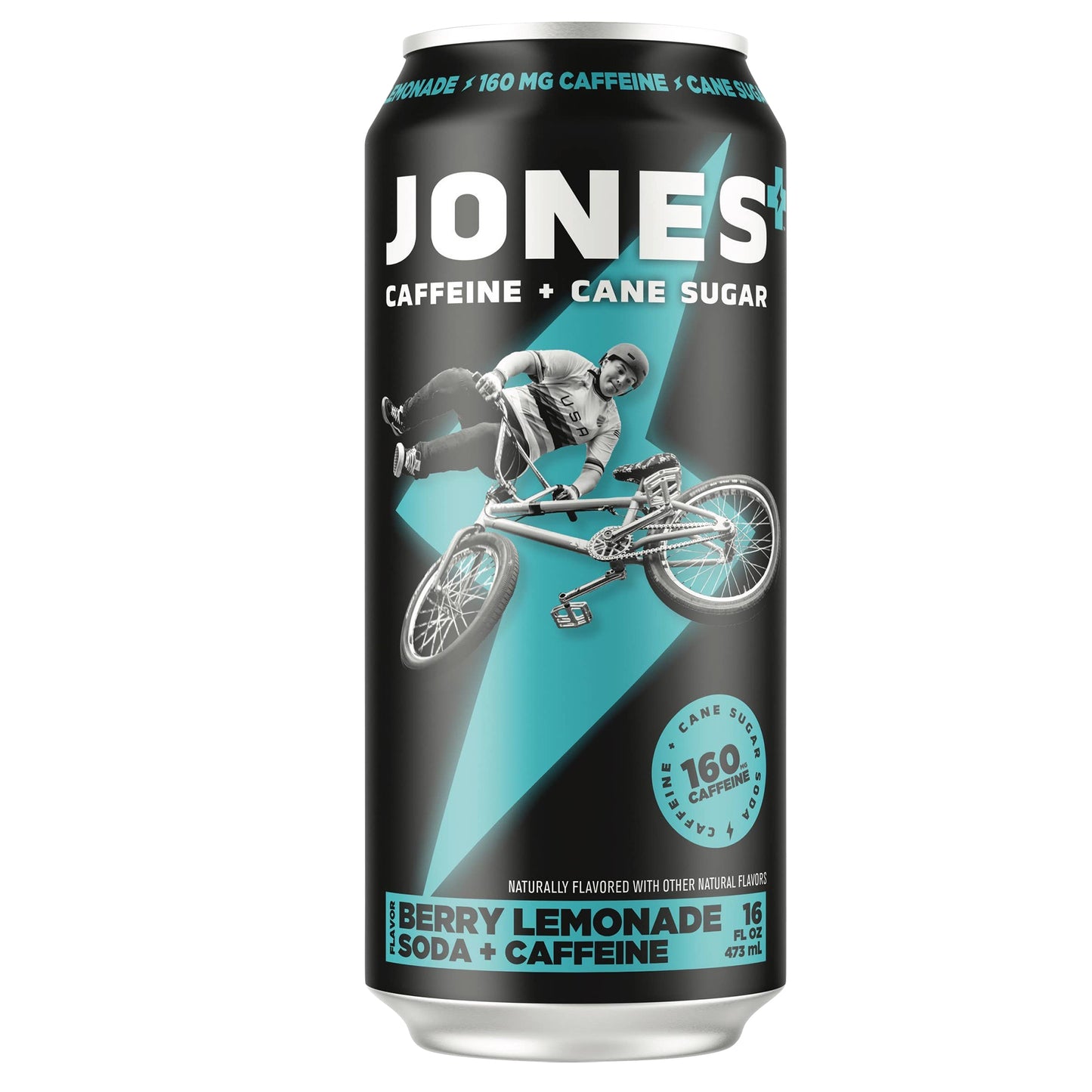 Jones Energy Soda, Berry Lemonade, 16oz Cans, 12ct