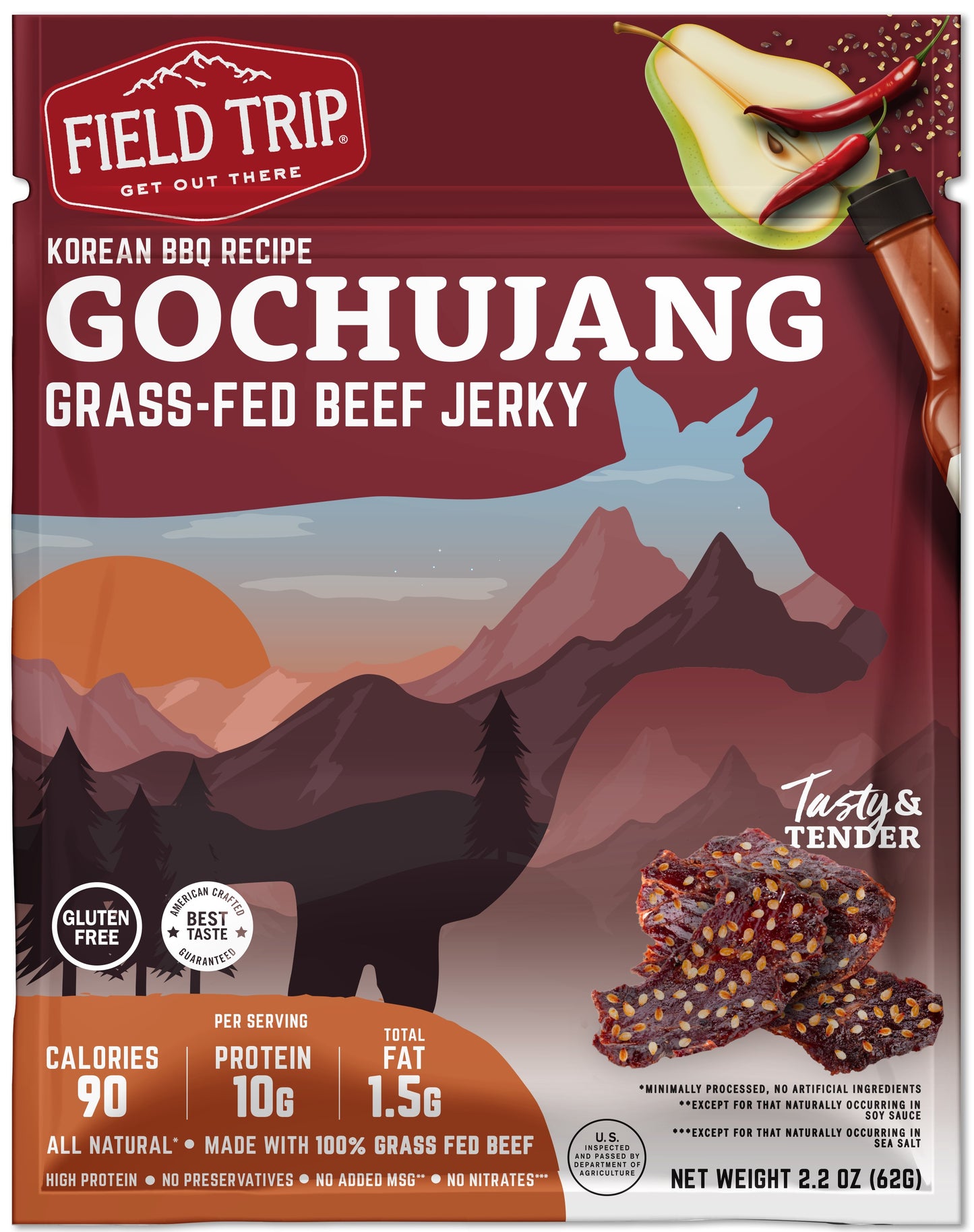 Field Trip Korean BBQ Gochujang Jerky, 2.2oz 9ct