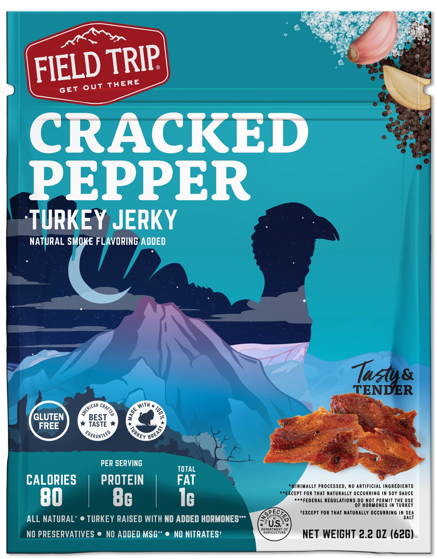 Field Trip Cracked Pepper Turkey Jerky 2.2oz, 9ct