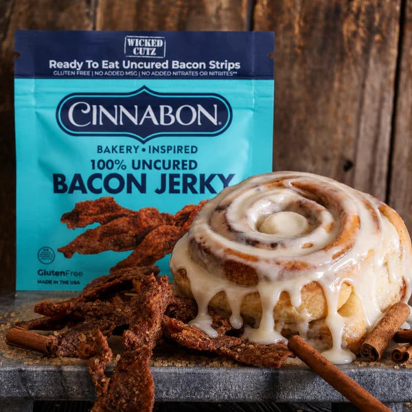 Wicked Cutz Cinnabon Bacon Jerky, 100% uncured 2oz, 10ct case
