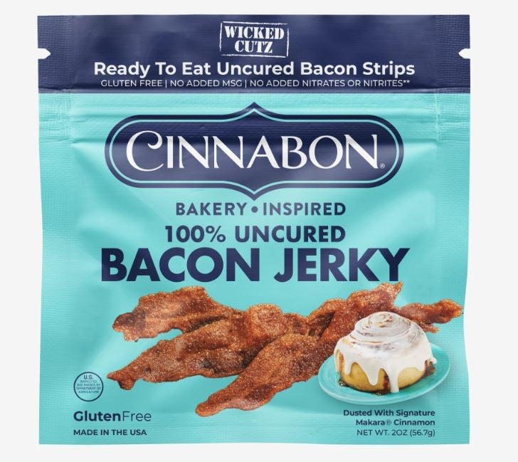 Wicked Cutz Cinnabon Bacon Jerky, 100% uncured 2oz, 10ct case