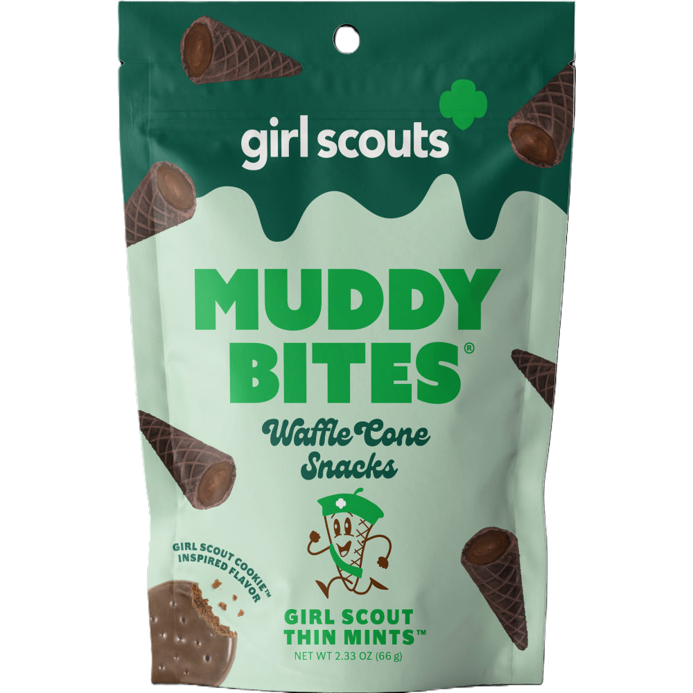 Muddy Bites Waffle Cone, Girl Scout Thin Mint, 2.33oz, 12ct