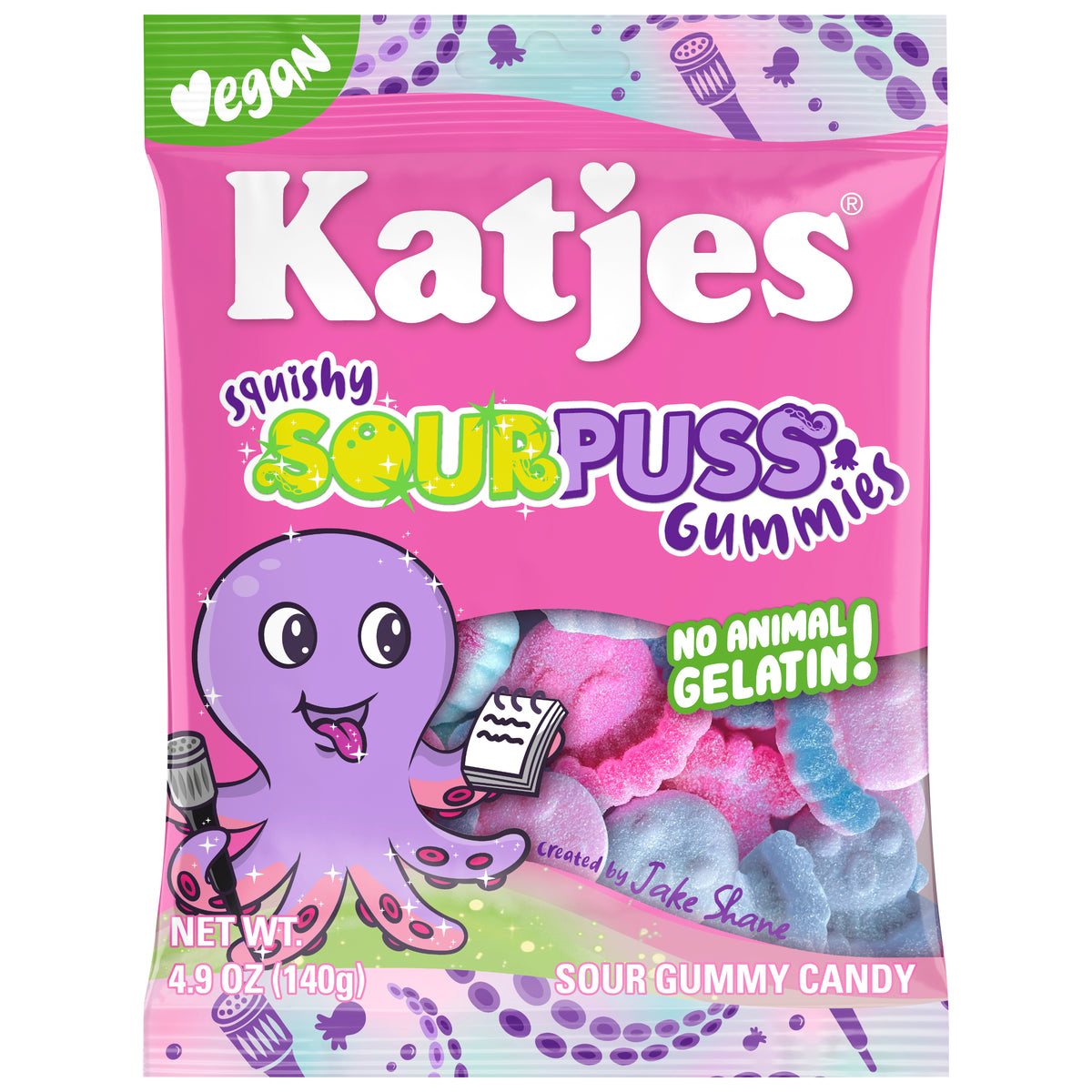 Katjes Squishy Sourpuss Gummies 4.9oz Bag, 12ct