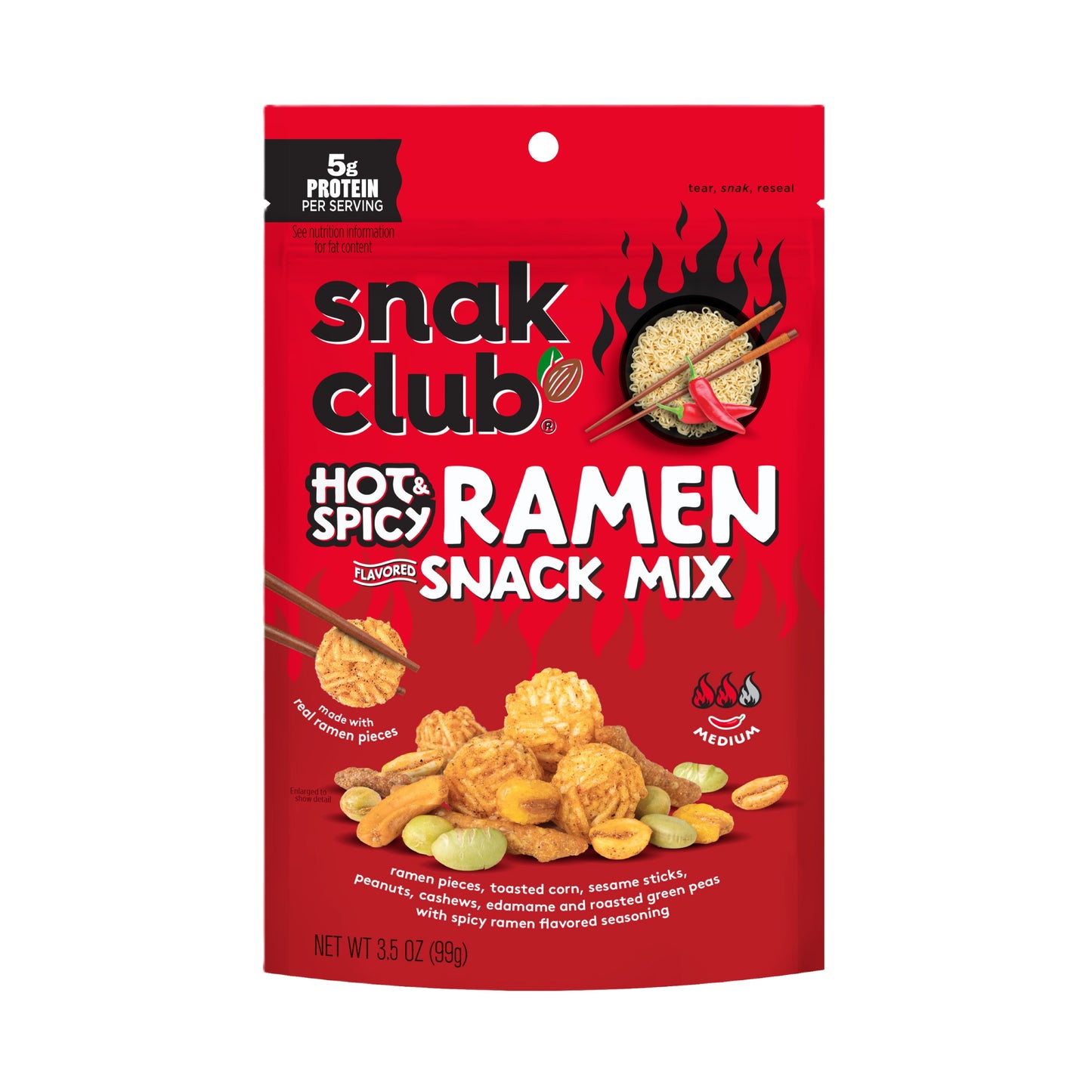 Snak Club Hot & Spicy Ramen Snack Mix 3.5oz, 6ct