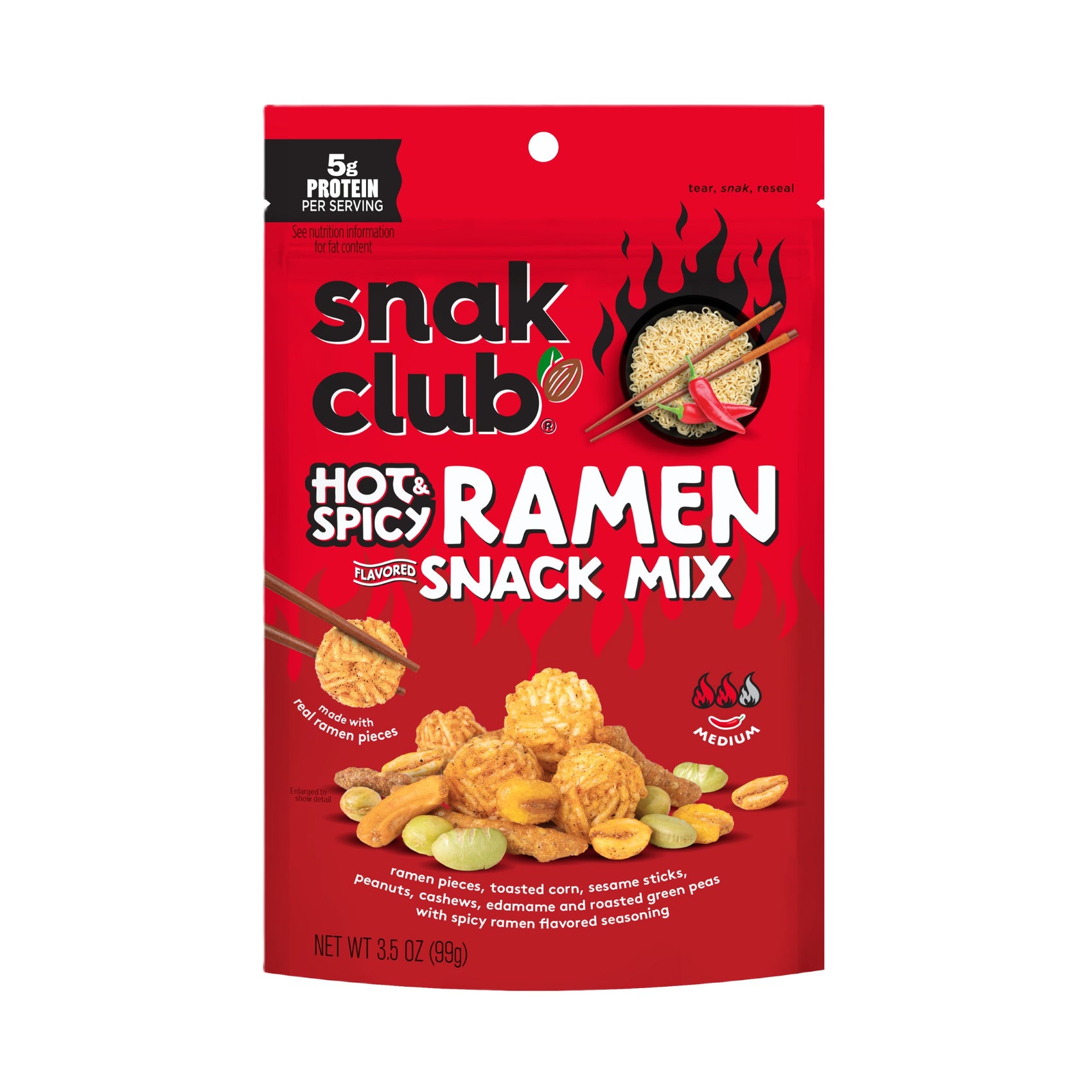Snak Club Hot & Spicy Ramen Snack Mix 3.5oz, 6ct