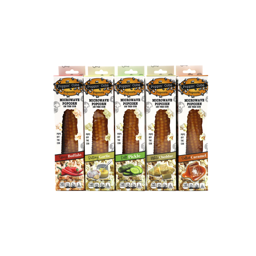Poppin Cobs ASSORTED Flavors Popcorn on the Cob 16ct Display