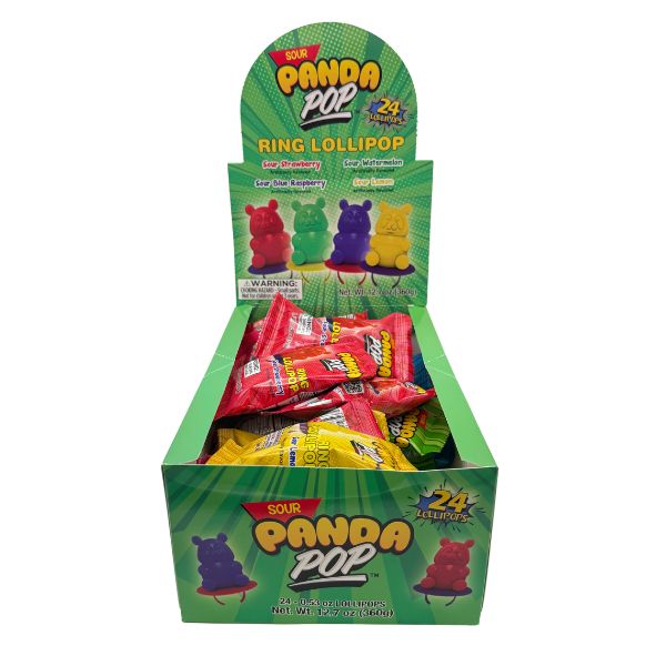 Sour Panda Pop Ring Lollipops, 24ct Box