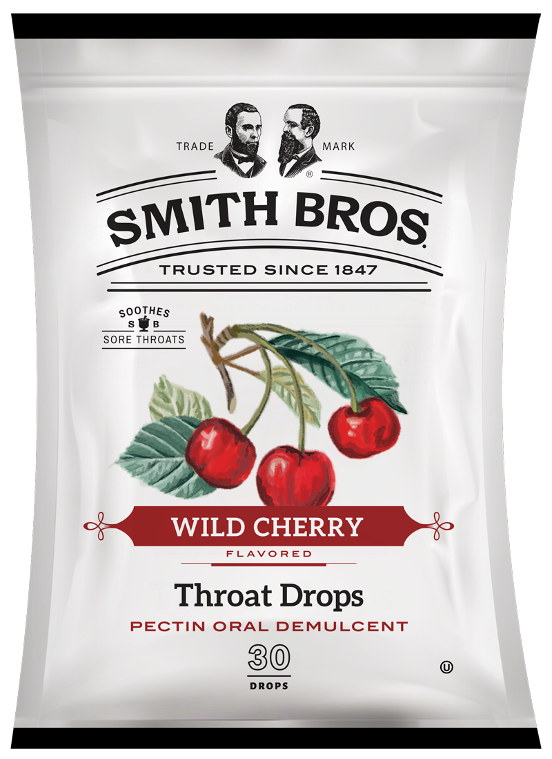 Smith Bros. 30pc Throat Drops, Wild Cherry, Bag, 12ct