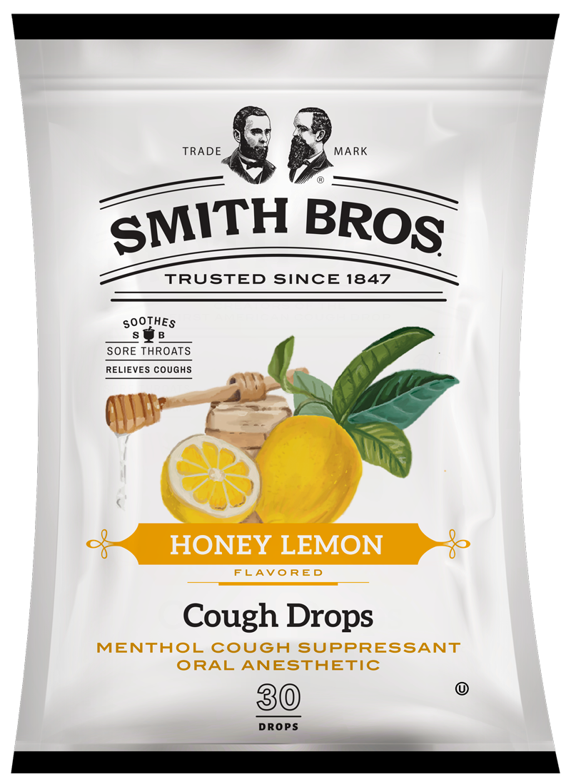 Smith Bros. 30pc Throat Drops, Honey Lemon, Bag, 12ct