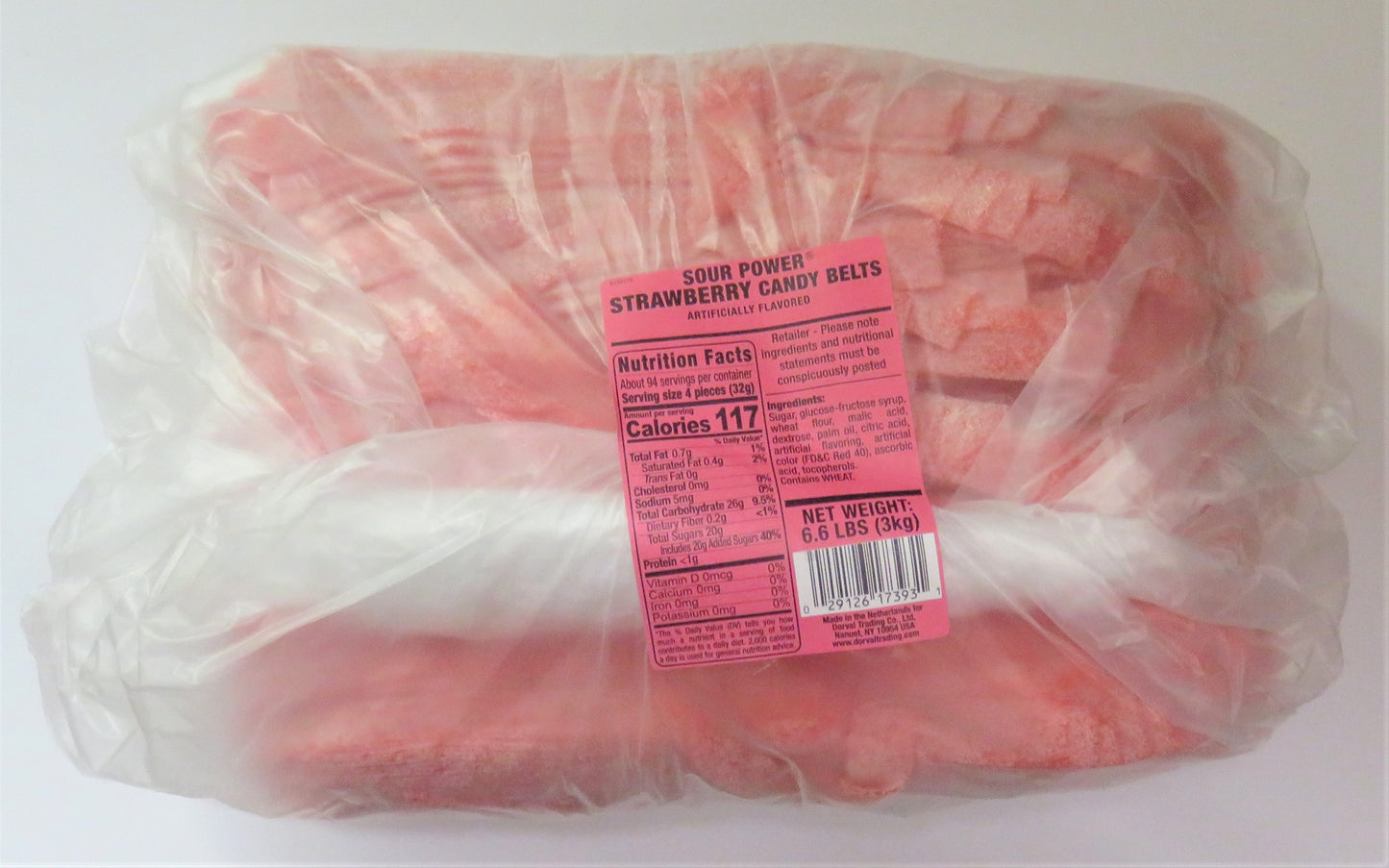 Sour Power Strawberry Candy Belts 3/6.6lb Case