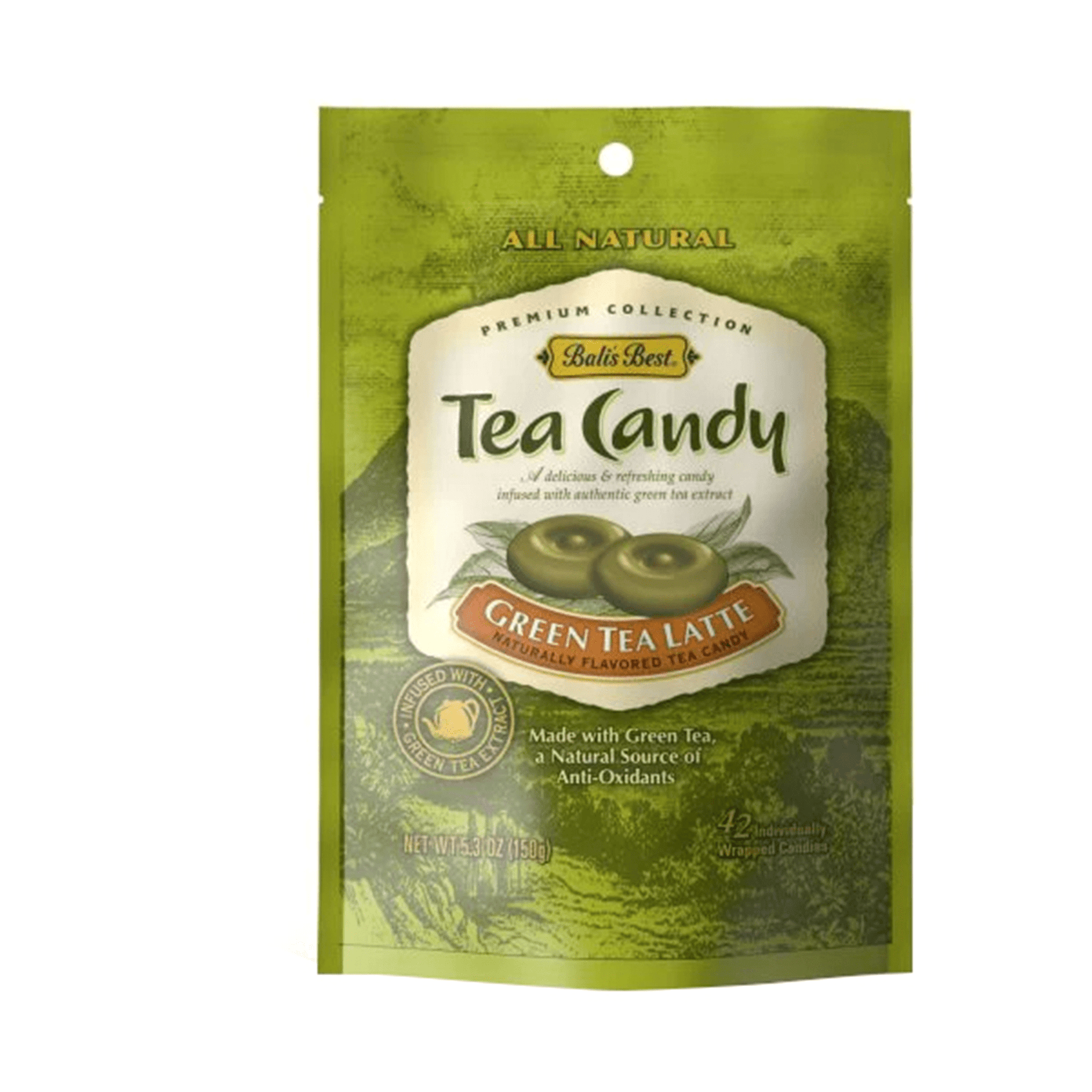 Bali's Best Green Tea Latte Candy, 5.3oz Bag, 12ct