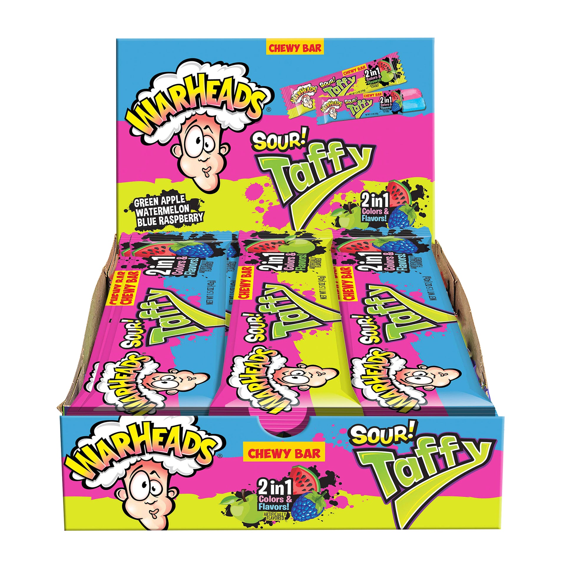 Warheads Sour! Taffy 2-1, 1.5oz, 24ct Case