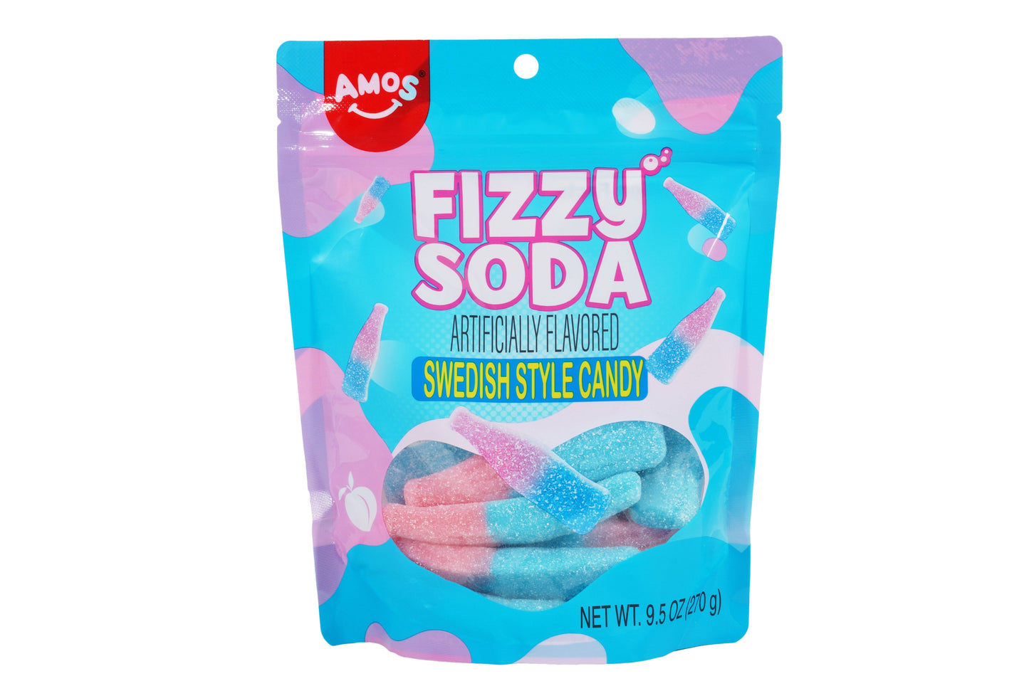 Amos Swedish Style Candy Fizzy Soda 9.5oz, 12ct