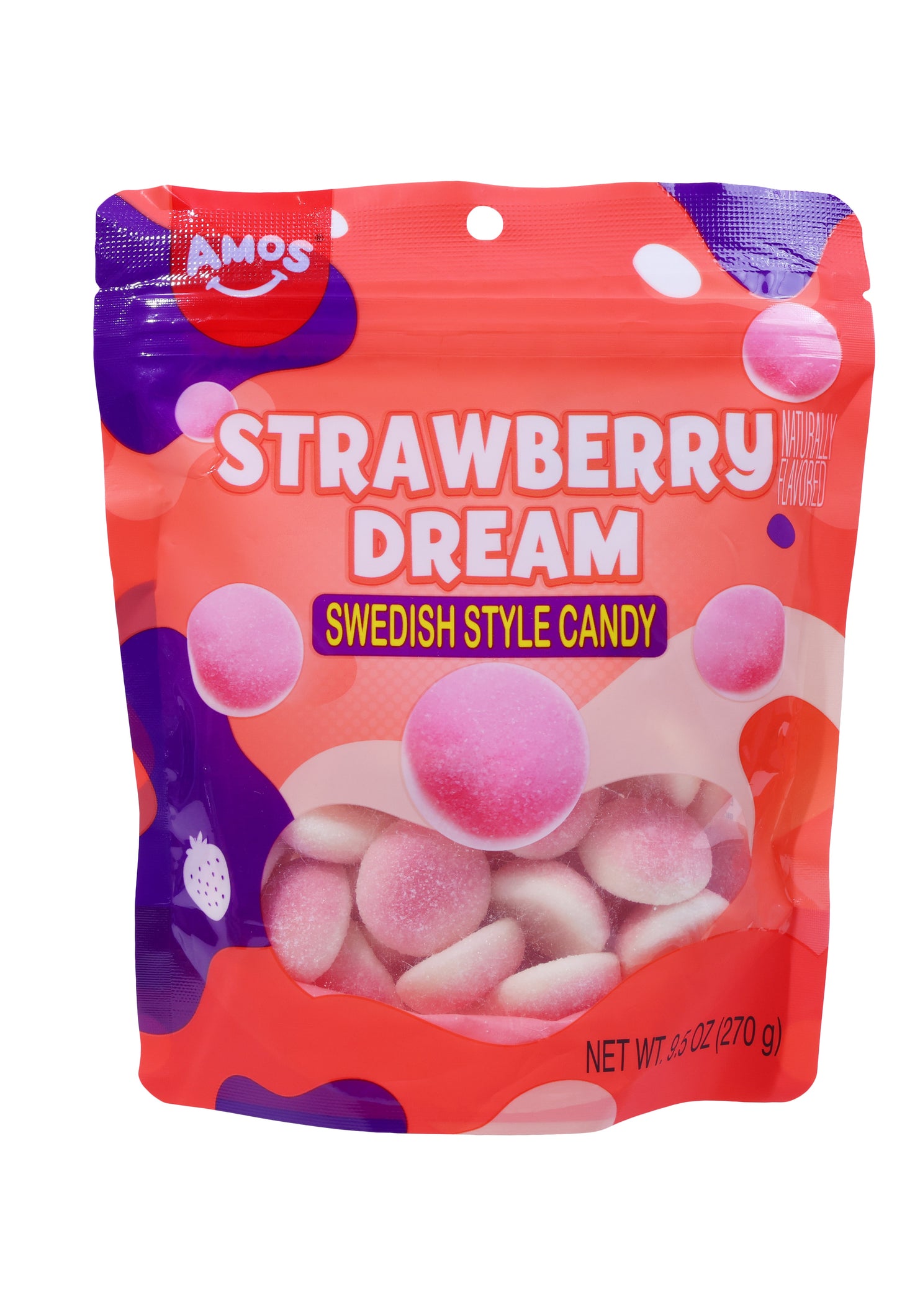 Amos Swedish Style Candy Strawberry Dream 9.5oz, 12ct