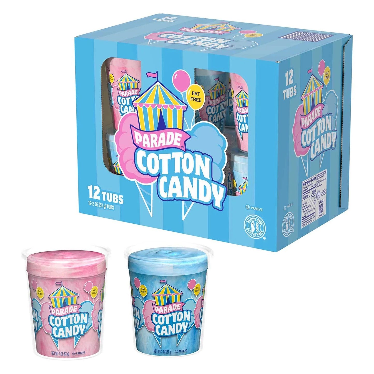 Parade Cotton Candy 2oz Pink / Blue Tubs, 12ct
