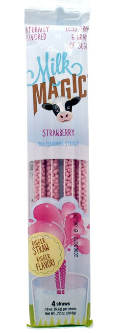 Milk Magic Straws Strawberry, 4pc, 14ct Display