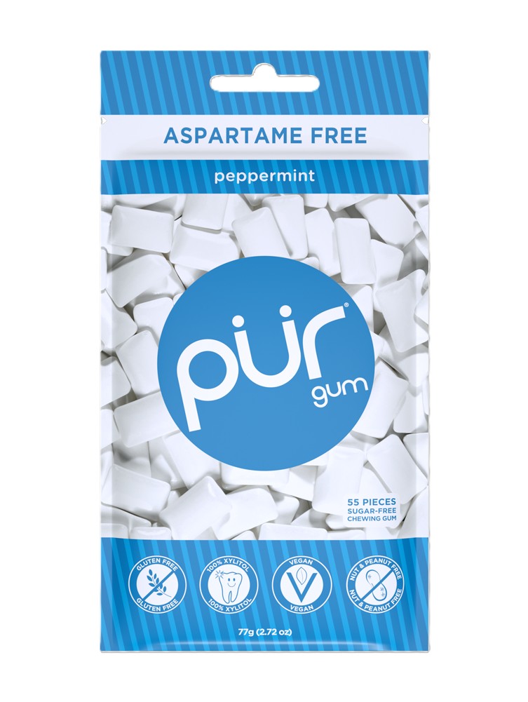 PUR Gum, Peppermint, 55pc Bag, 12ct Display Box