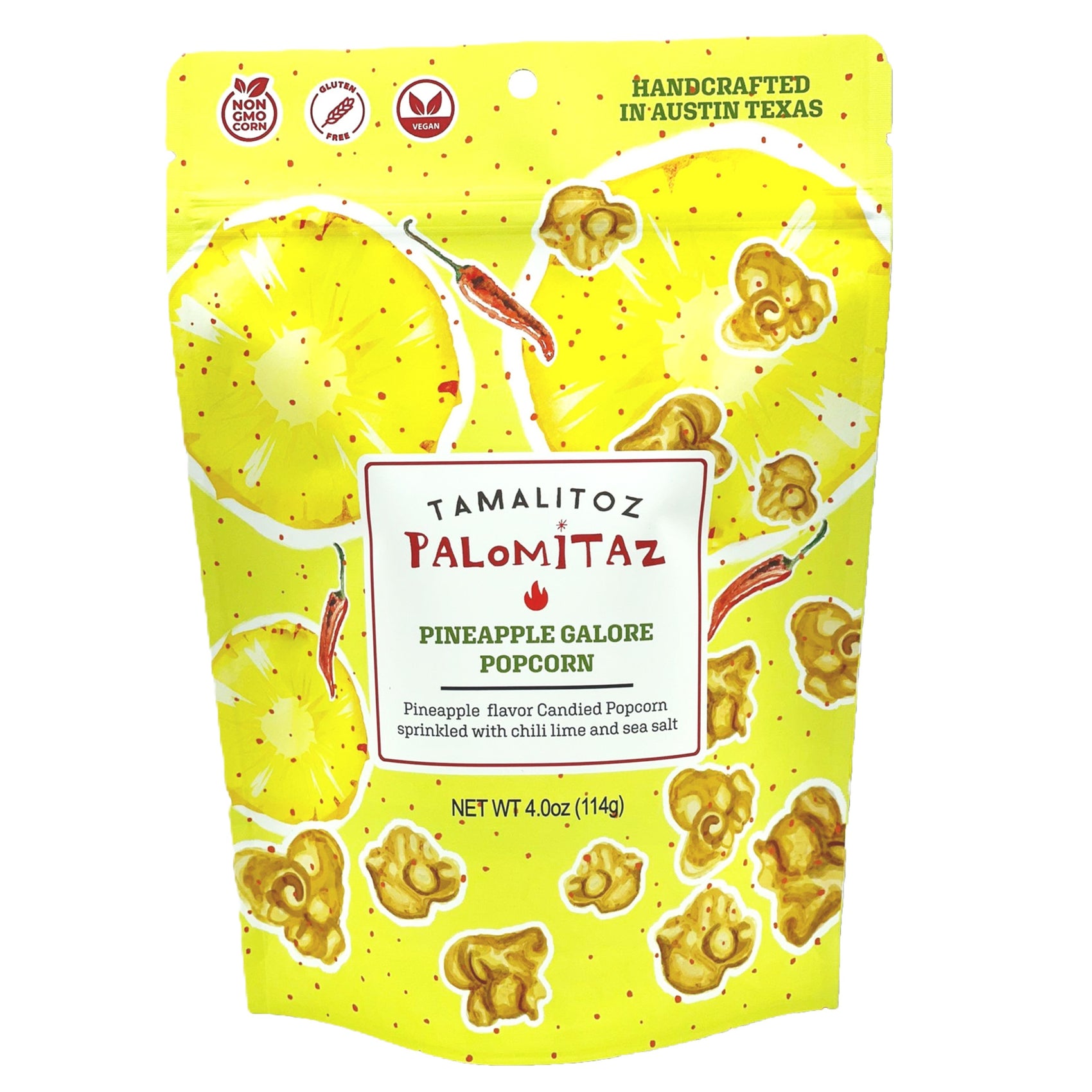 Palomitaz Pineapple Galore Candied Popcorn 4oz, 12ct