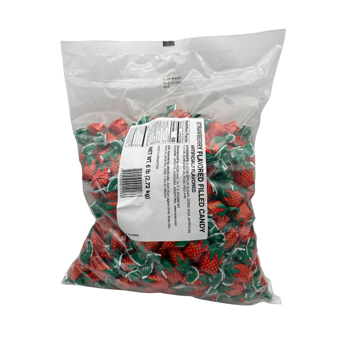 Strawberry Bon Bons, Hard Filled Wrapped Nostalgic Bulk Candy, 6lb Bag