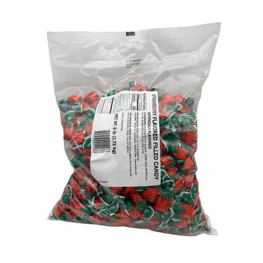 Strawberry Bon Bons, Hard Filled Wrapped Nostalgic Bulk Candy, 6lb Bag