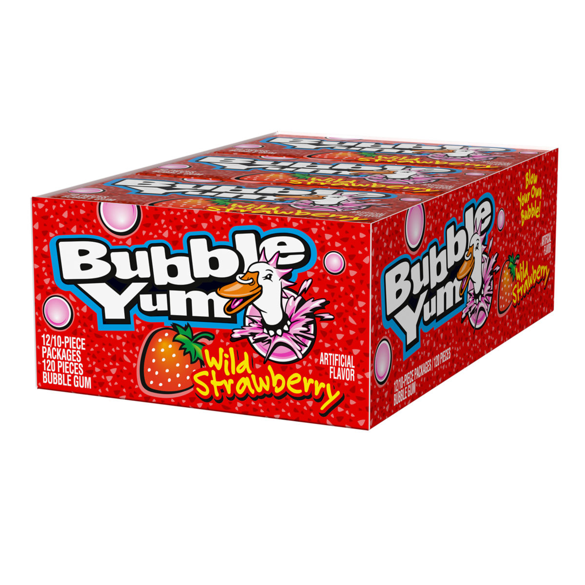 Bubble Yum Wild Strawberry Gum 2.82oz Pack, 12ct