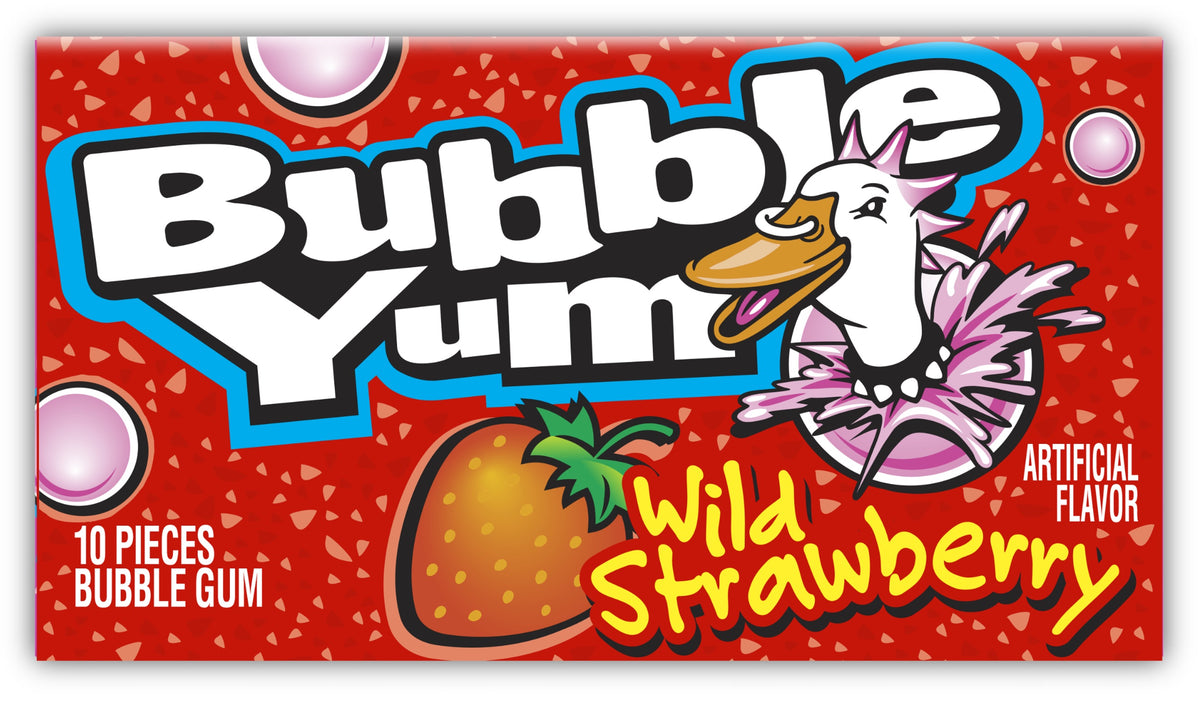 Bubble Yum Wild Strawberry Gum 2.82oz Pack, 12ct