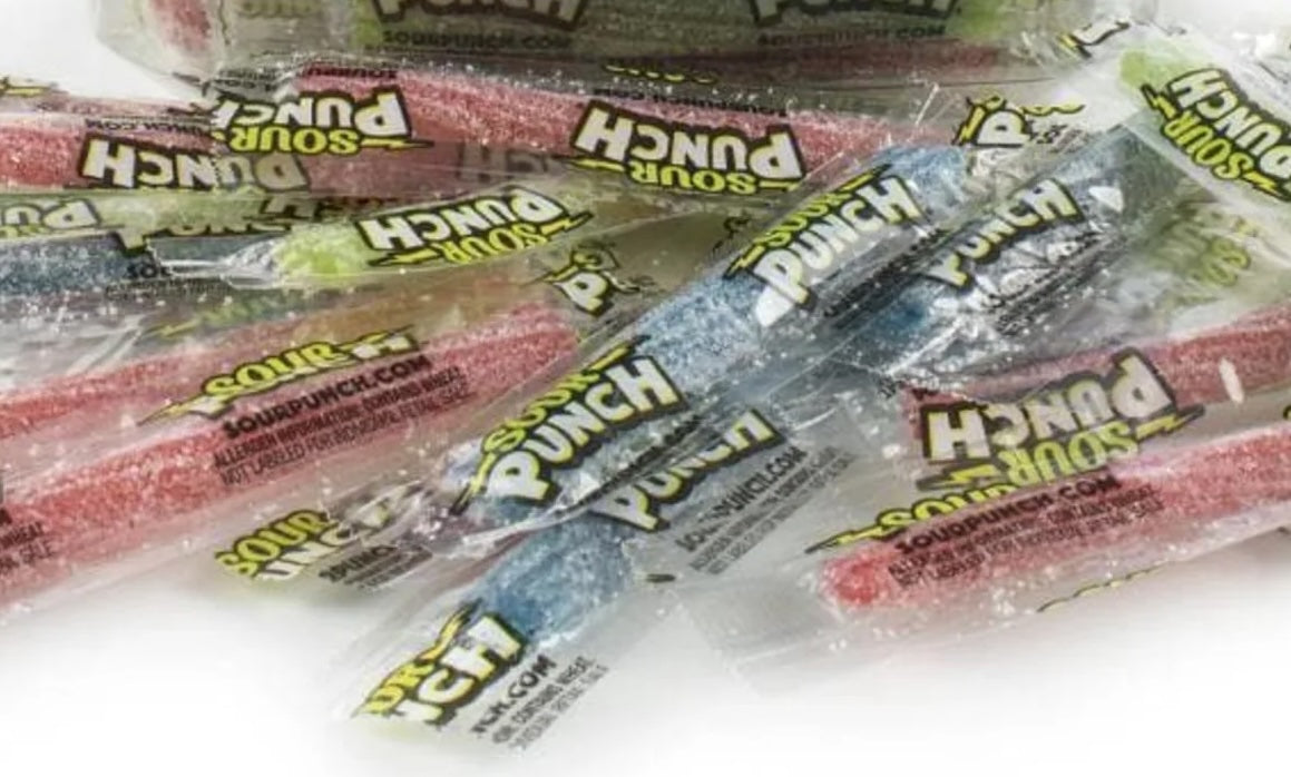 Sour Punch Straws, 3" Wrapped Bulk, 25lb CASE