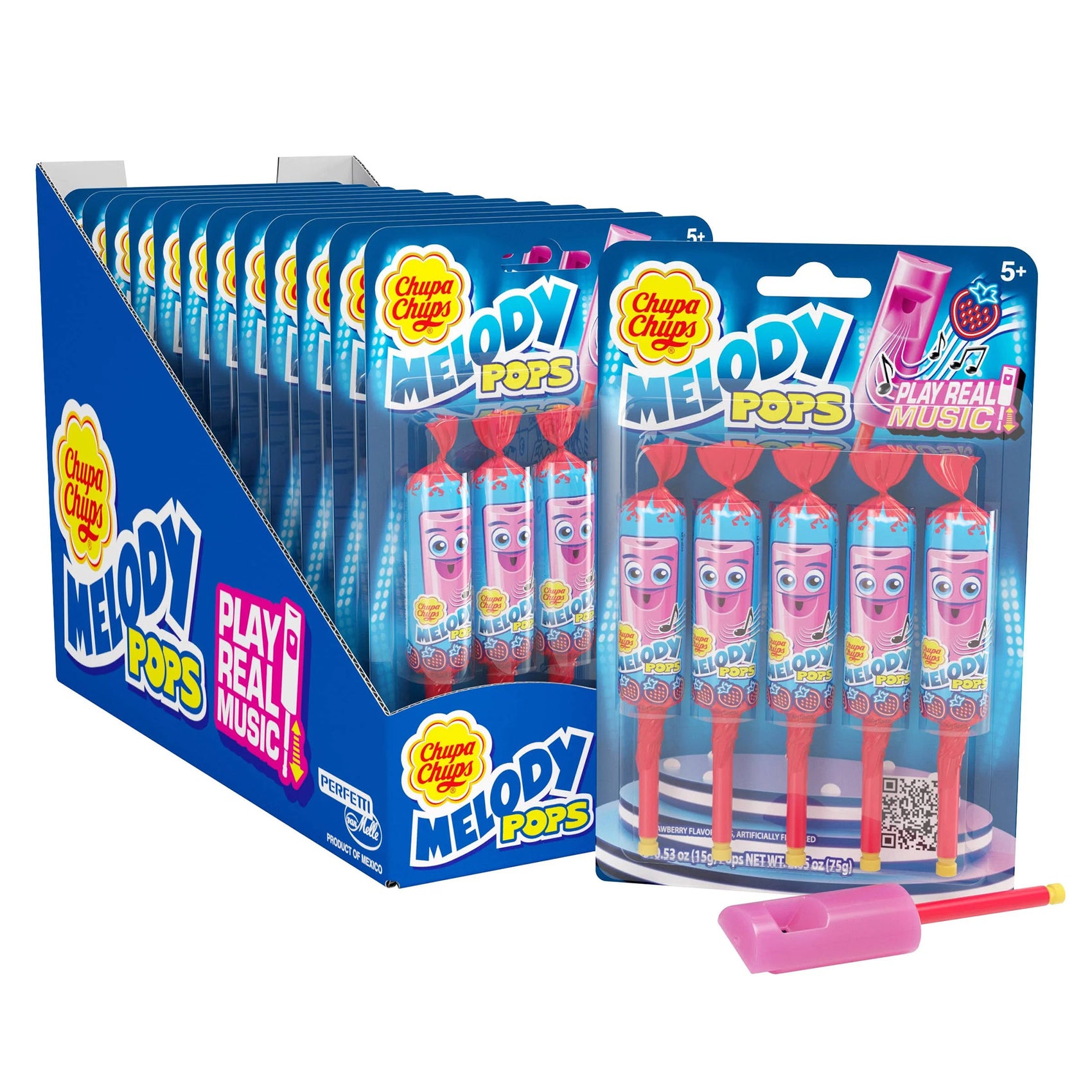 Chupa Chups Melody Pops 5pc Blister, Strawberry 12ct