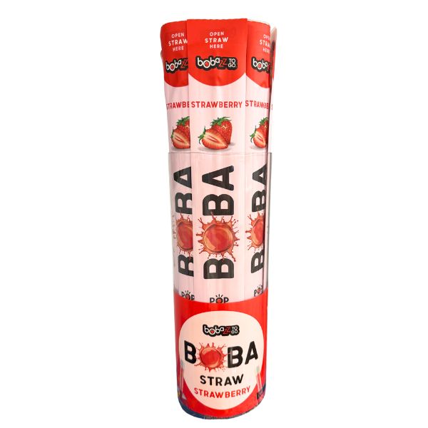 Bobazz To Go Boba Strawberry Boba Straw, 0.85oz, 32ct