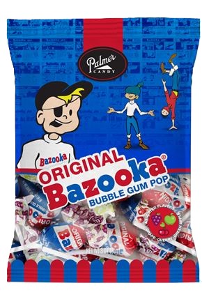 Original Bazooka Bubble Gum Lollipop 3oz Peg Bag, 8ct