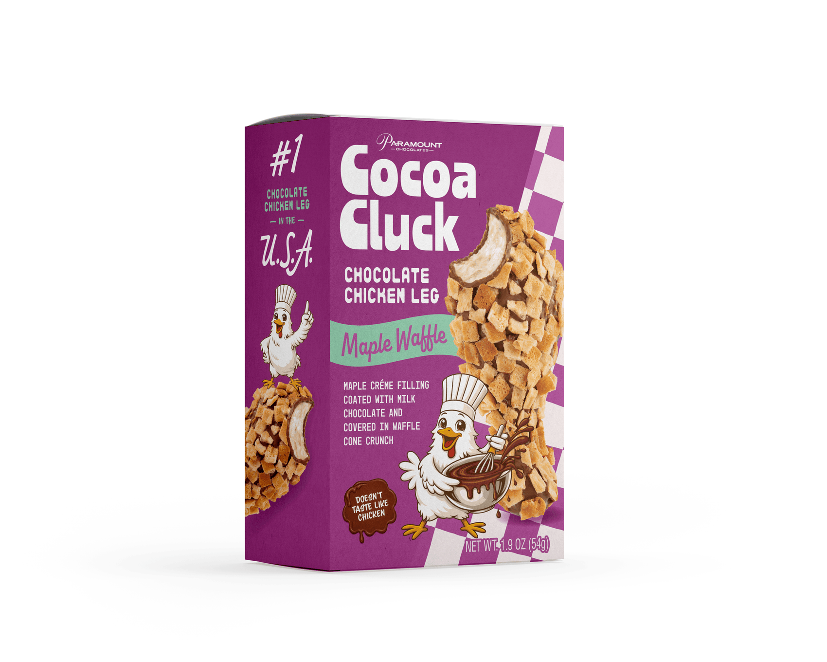 Cocoa Cluck Chocolate Chicken Leg Maple Waffle 1.9oz, 12ct