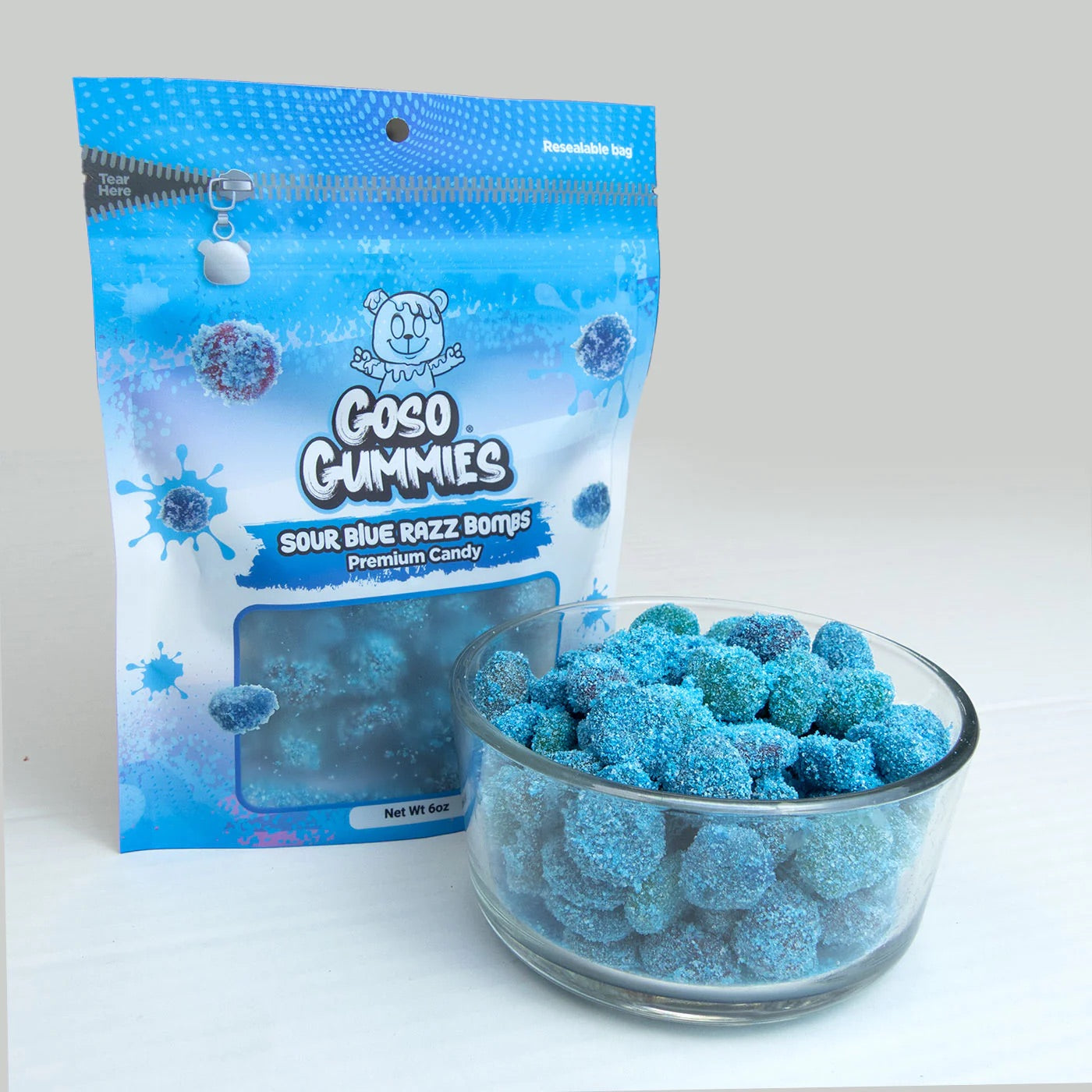 Goso Gummies, Sour Blue Razz Bombs 6oz Bag, 6ct