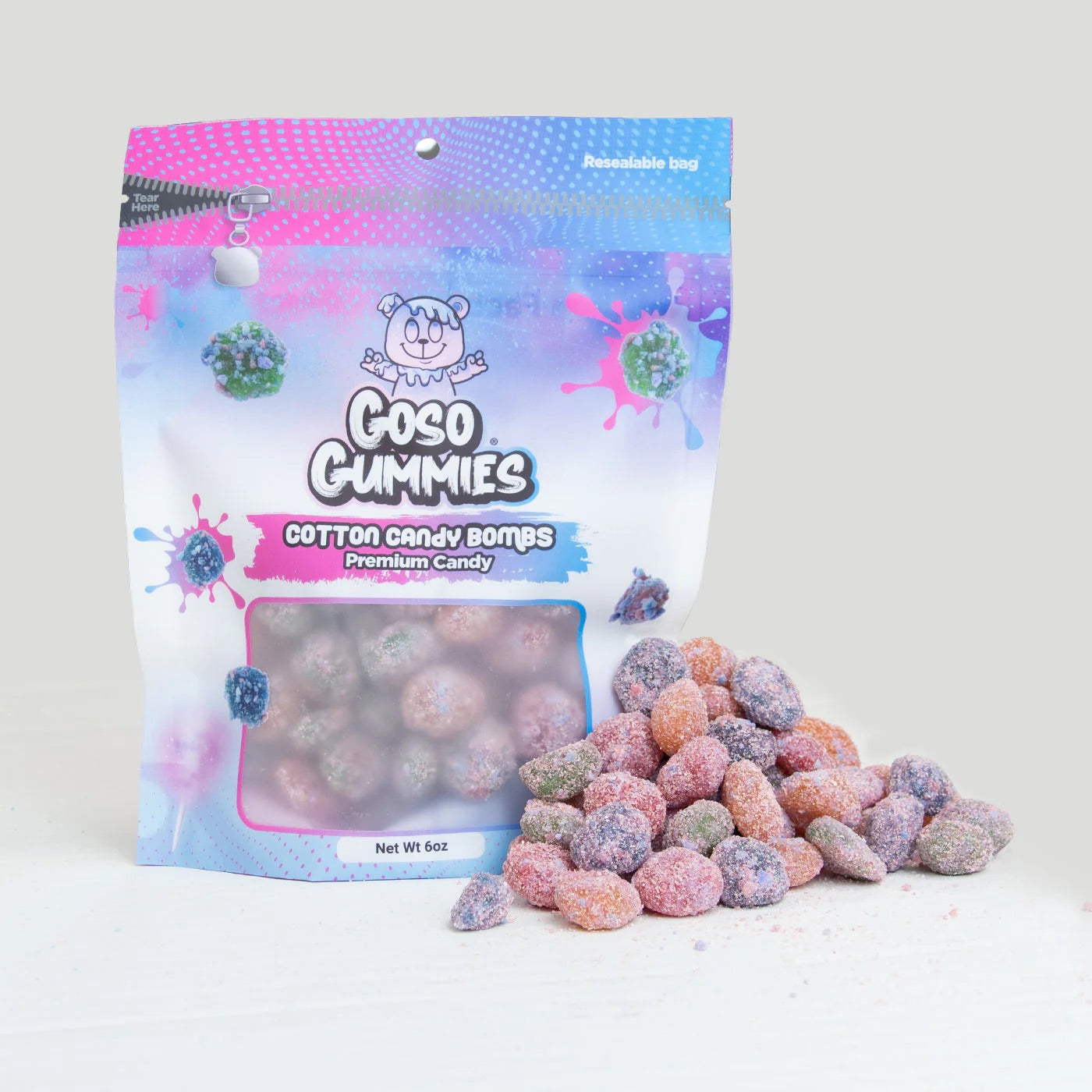 Goso Gummies Cotton Candy Bombs 6oz Bag, 6ct