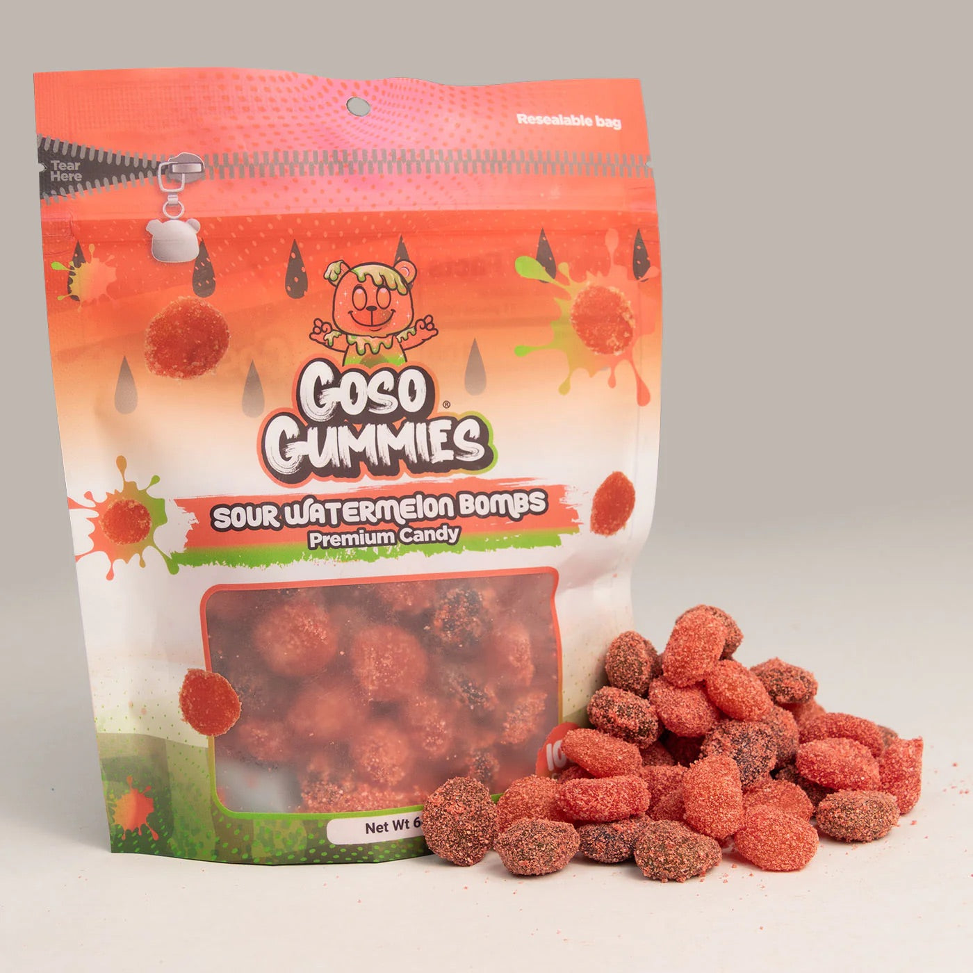 Goso Gummies Sour Watermelon Bombs 6oz Bag, 6ct