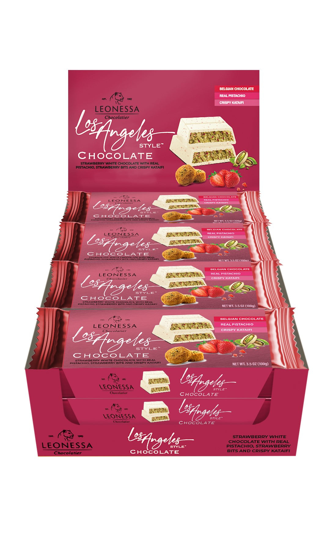 Los Angeles Style Dubai White Chocolate Bar, 3.5oz, 12ct