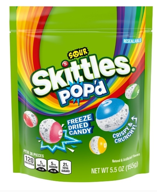 Skittles Pop'd Sour Freeze Dried 5.5oz, 8ct