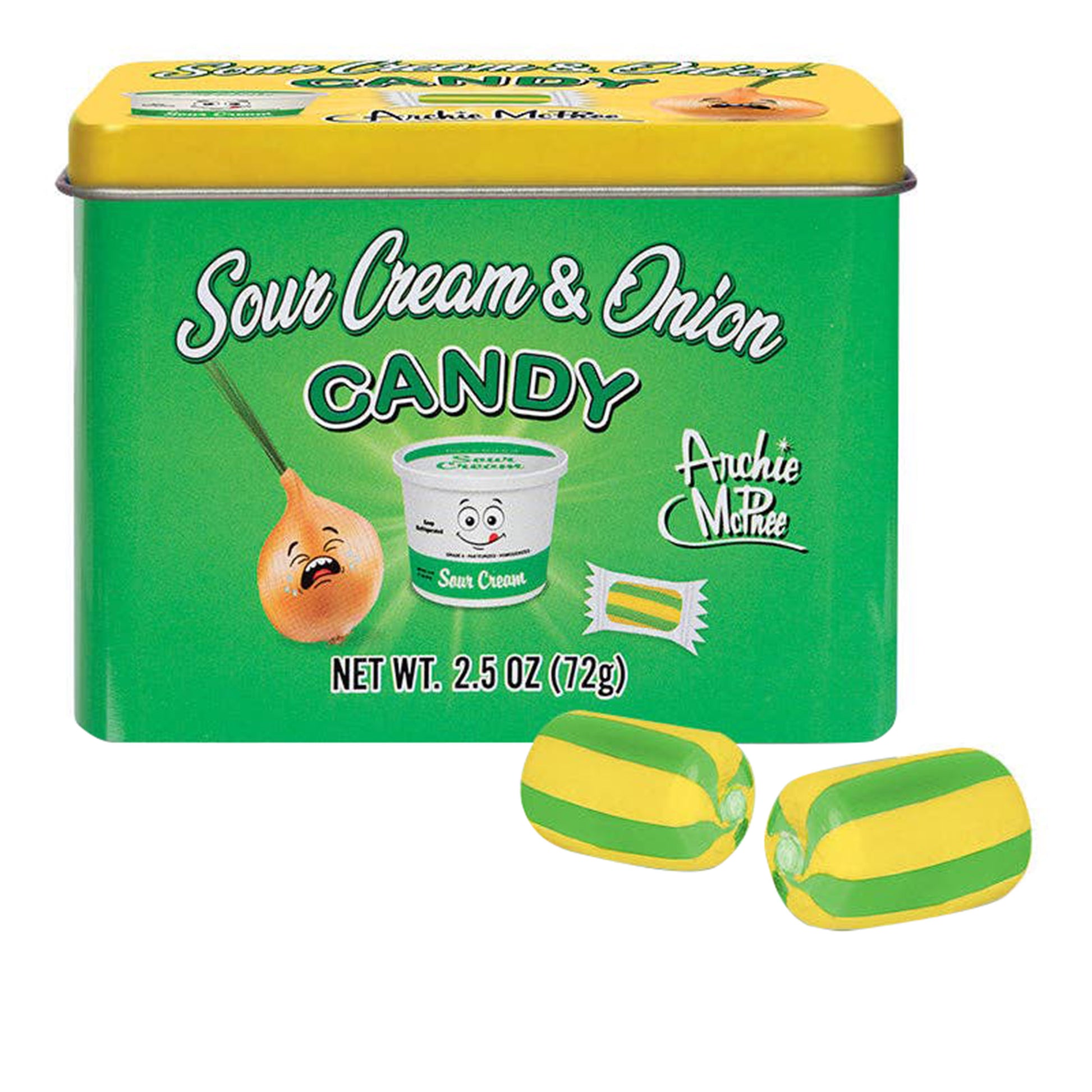 Archie McPhee Sour Cream & Onion Candy Tin, 6ct