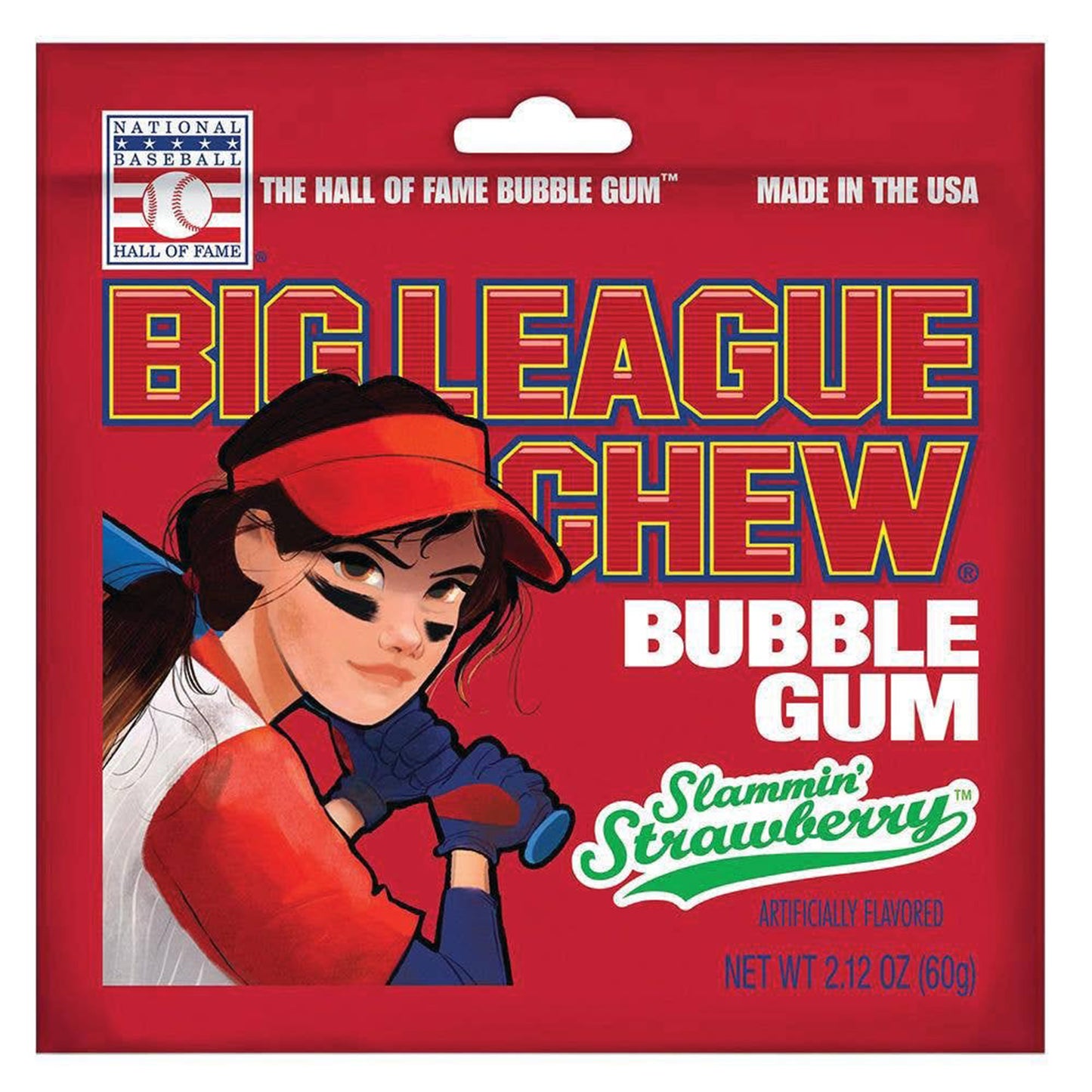 Big League Chew Slamming' Strawberry Bubble Gum, 12ct