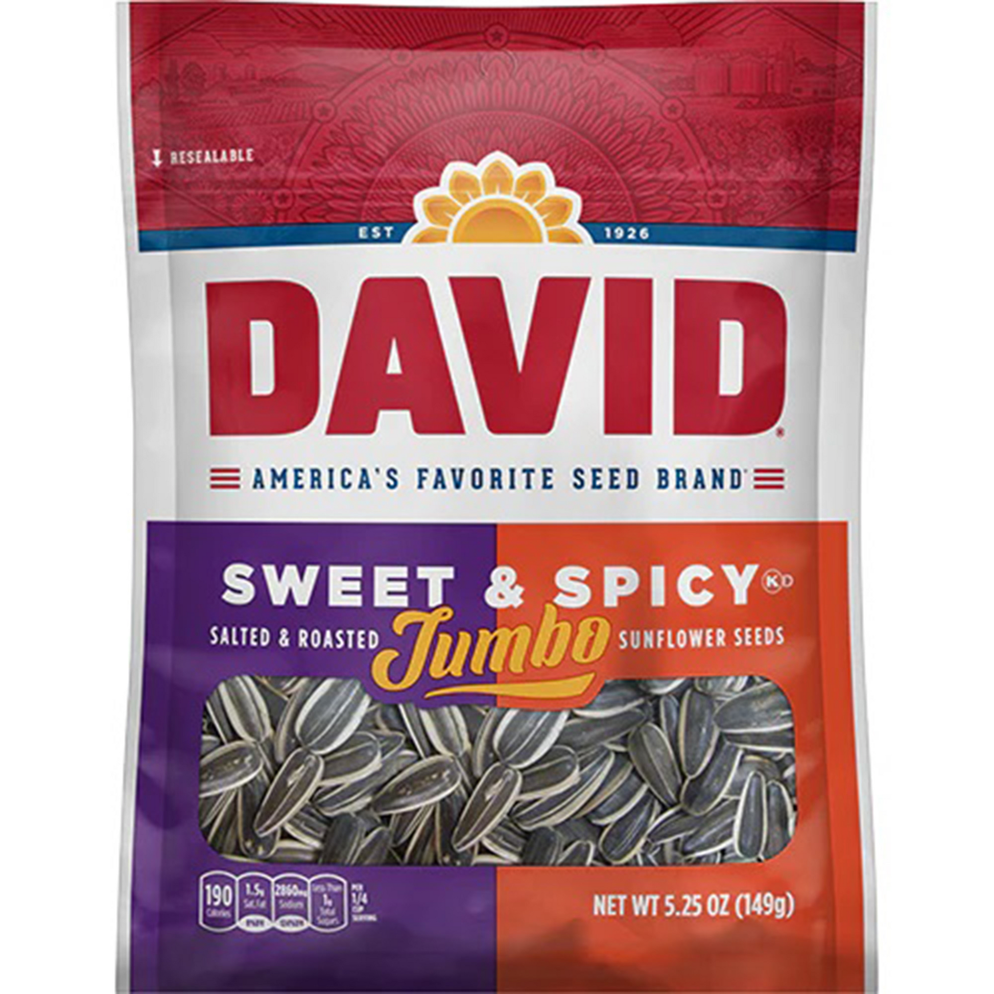 David Sunflower Seeds, Sweet & Spicy, 5.25oz, 12ct