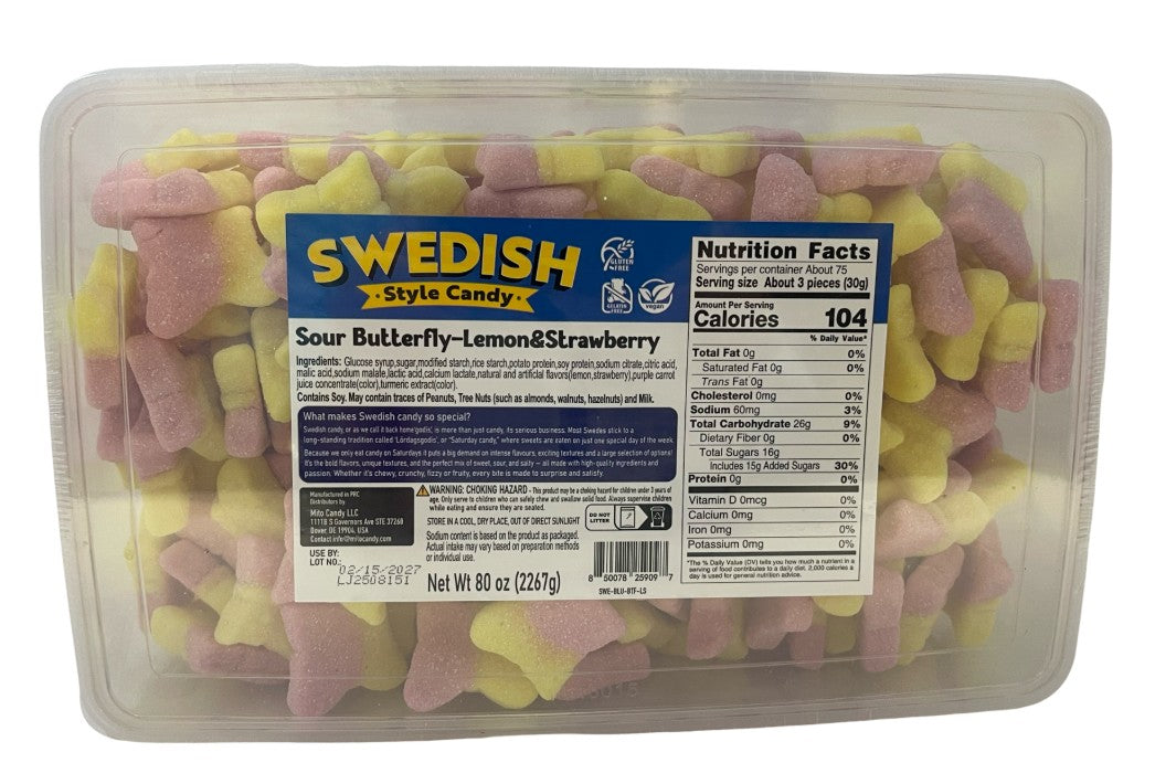 Swedish Style Sour Butterfly Lmn/Strwbry 5lb Bulk