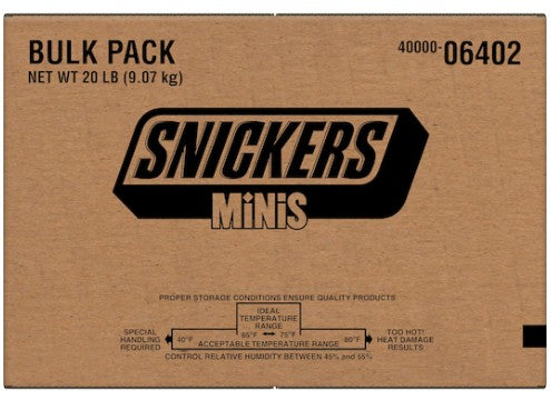 Snickers Minis, Bite Size Treats, 20lb Bulk Case