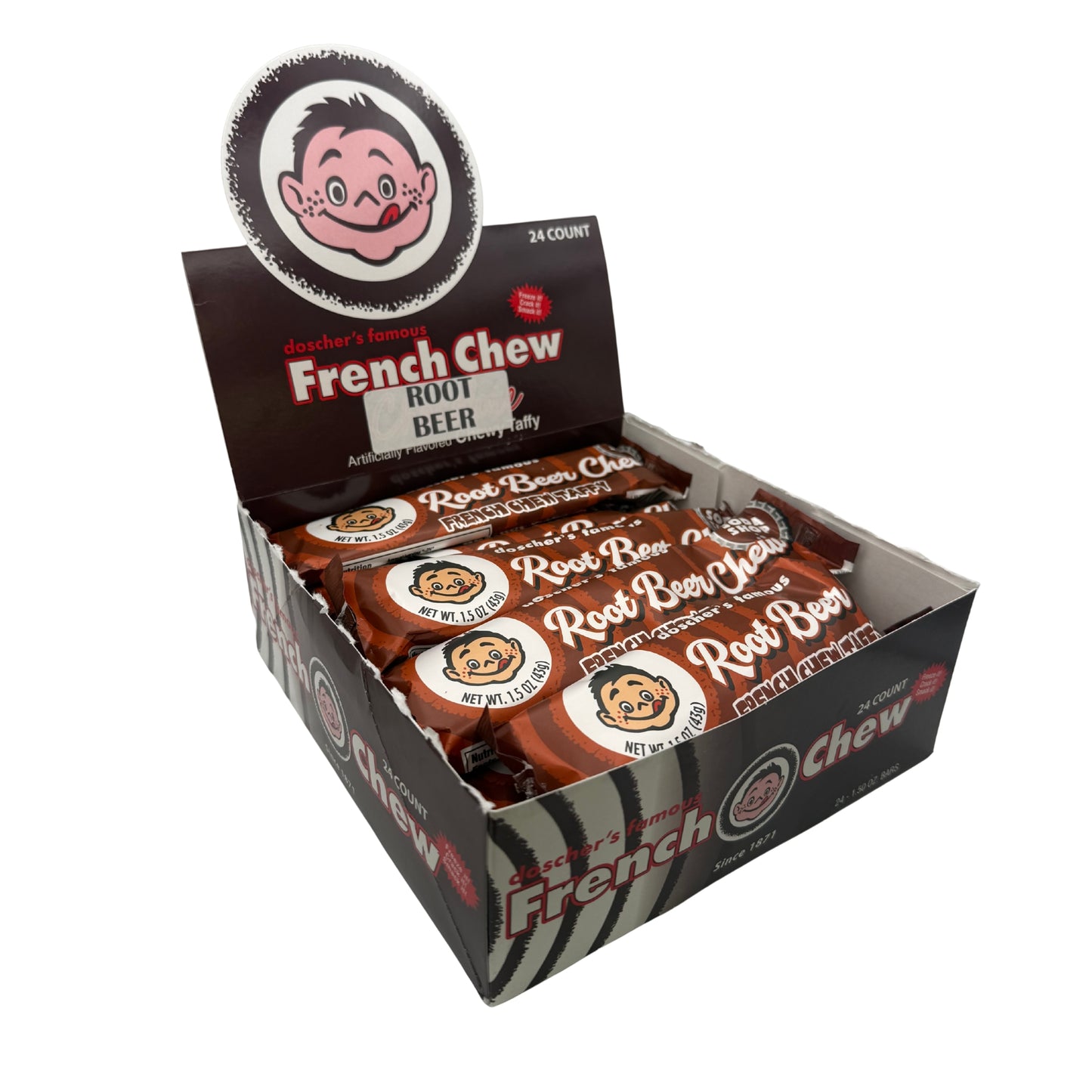 doscher's French Chew Root Beer Chew Taffy, 1.5oz Bar, 24ct