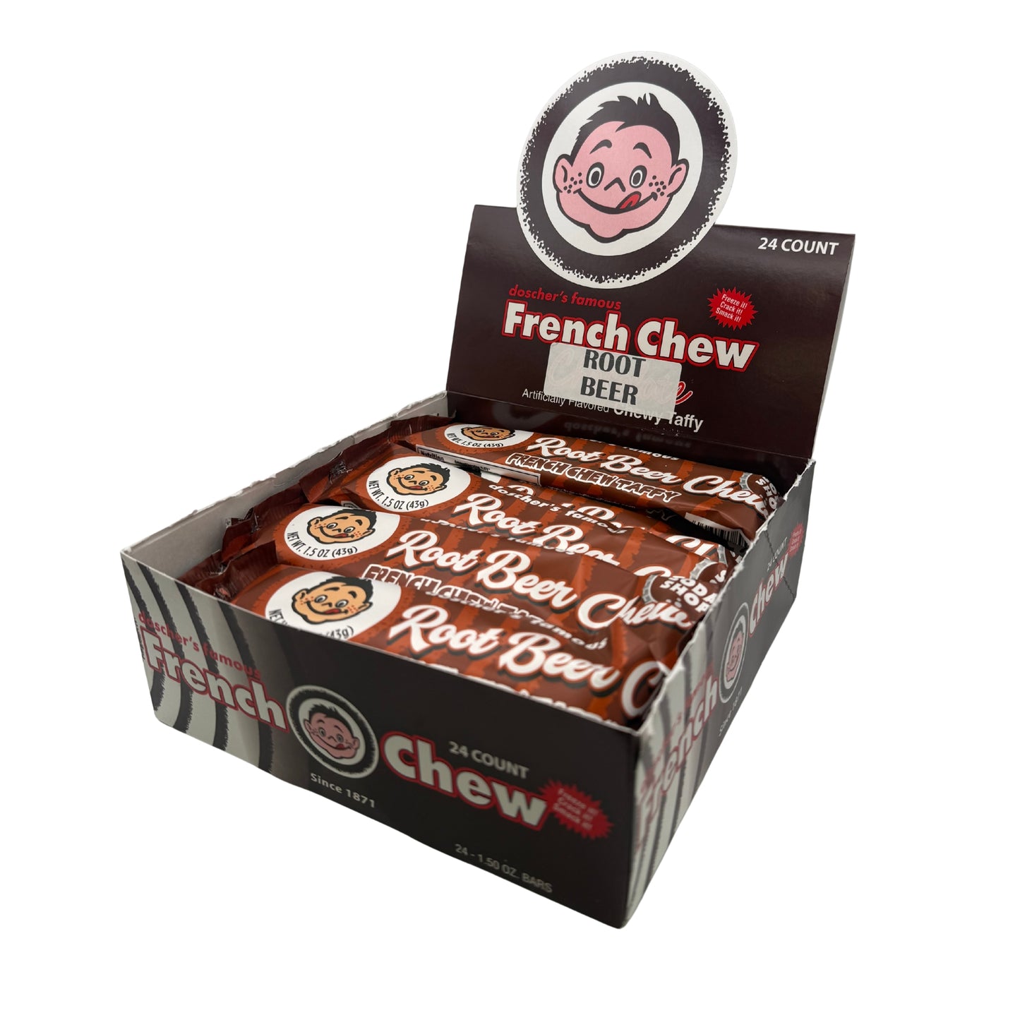 doscher's French Chew Root Beer Chew Taffy, 1.5oz Bar, 24ct