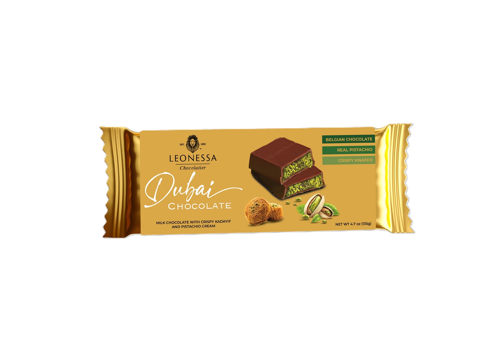 Leonessa Dubai Chocolate Bar, 12ct