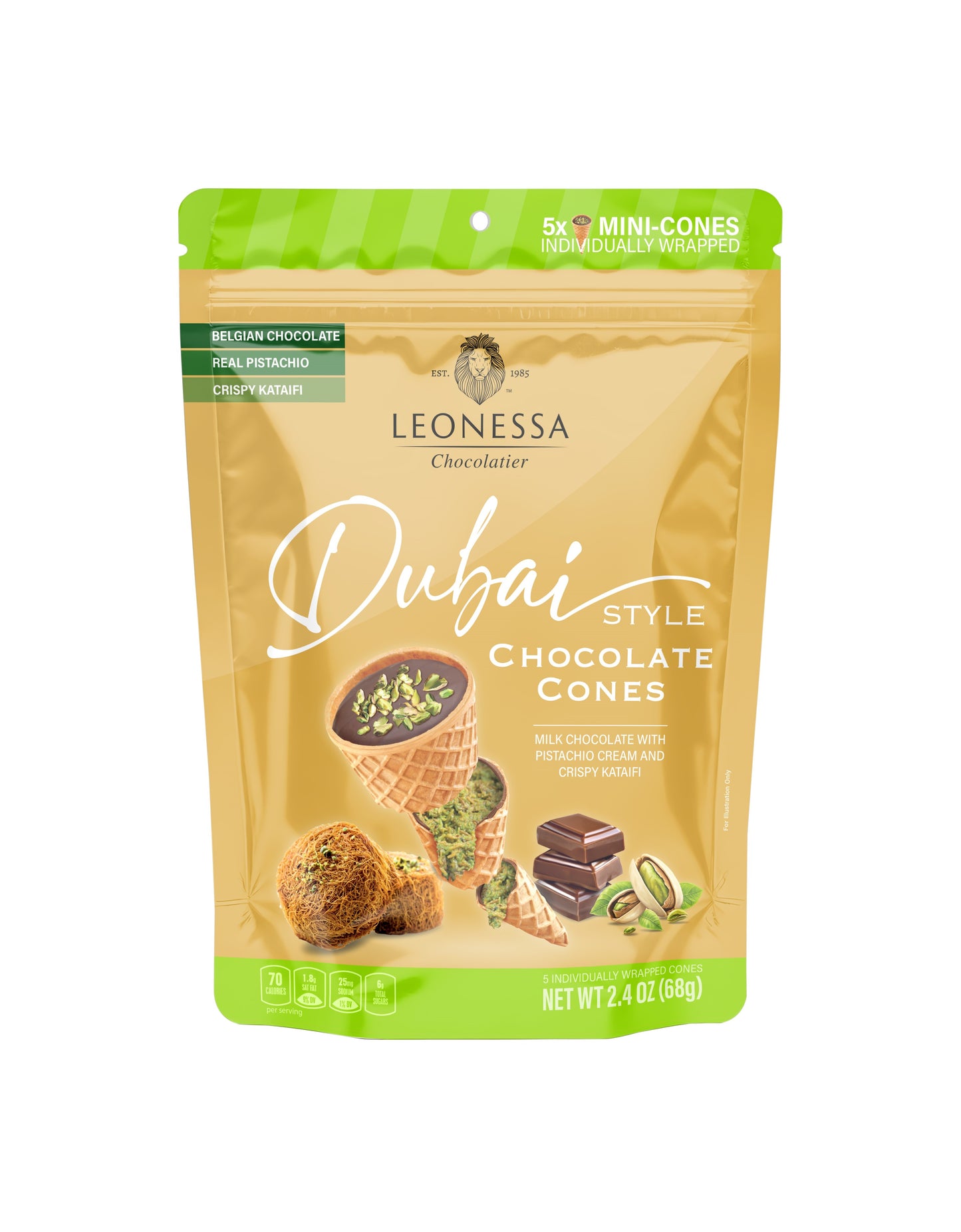 Dubai Style Milk Choc Pistachio Mini-Cones 6ct
