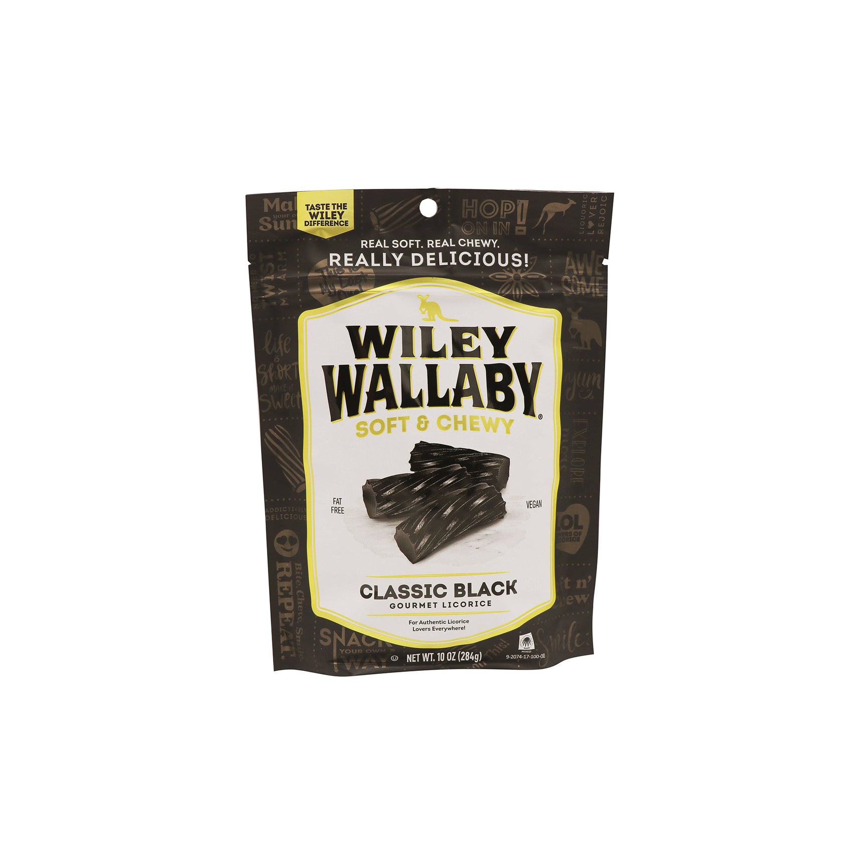 Wiley Wallaby Gourmet Black Licorice, 10oz Bag, Soft & Chewy