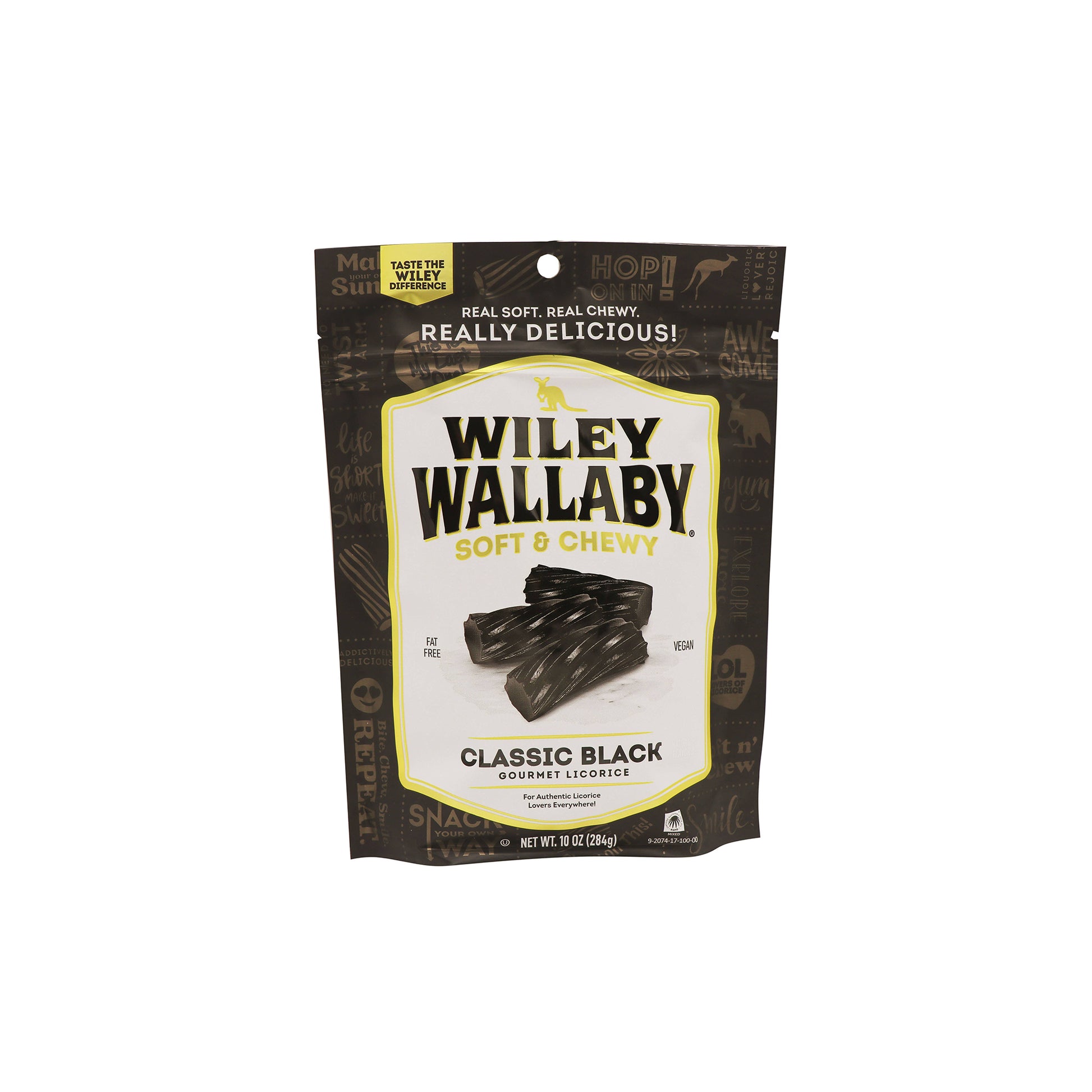 Wiley Wallaby Gourmet Black Licorice, 10oz Bag, Soft & Chewy