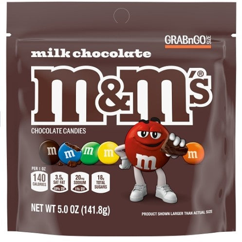 M&M's Milk Chocolate Candies 5oz Pouch, 12ct