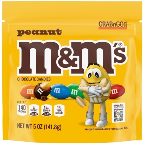 M&M's Peanut Chocolate Candies 5oz Pouch 12ct